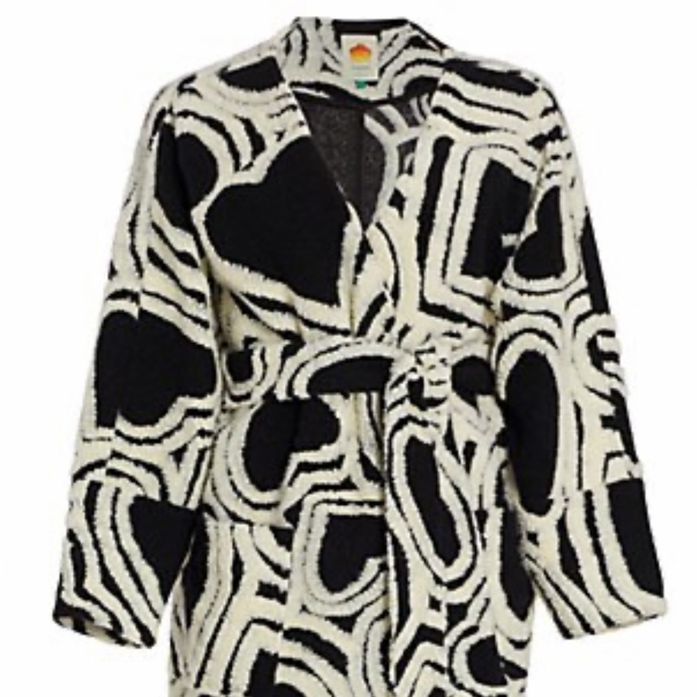 Farm Rio's Wild Hearts coat is crafted of cozy fleece with a self-tie belt.